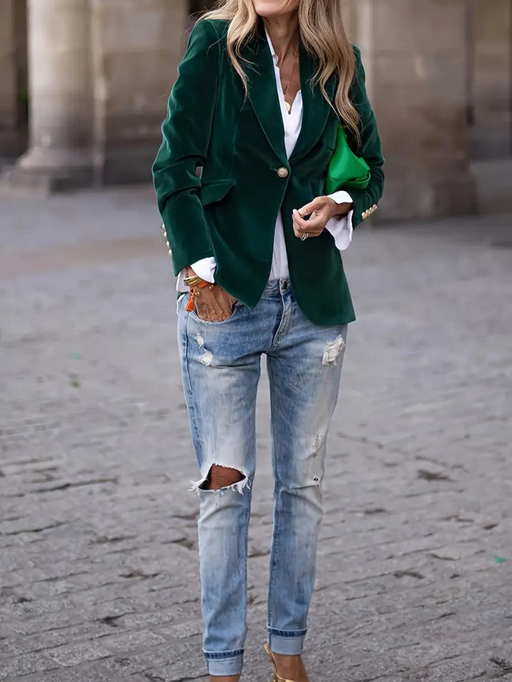 Uxue | Blazer de Mujer de Terciopelo Verde