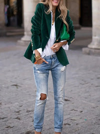 Uxue | Blazer de Mujer de Terciopelo Verde