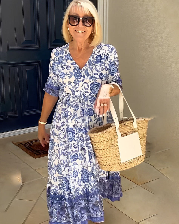 Manoli | Elegante vestido floral con cuello en V