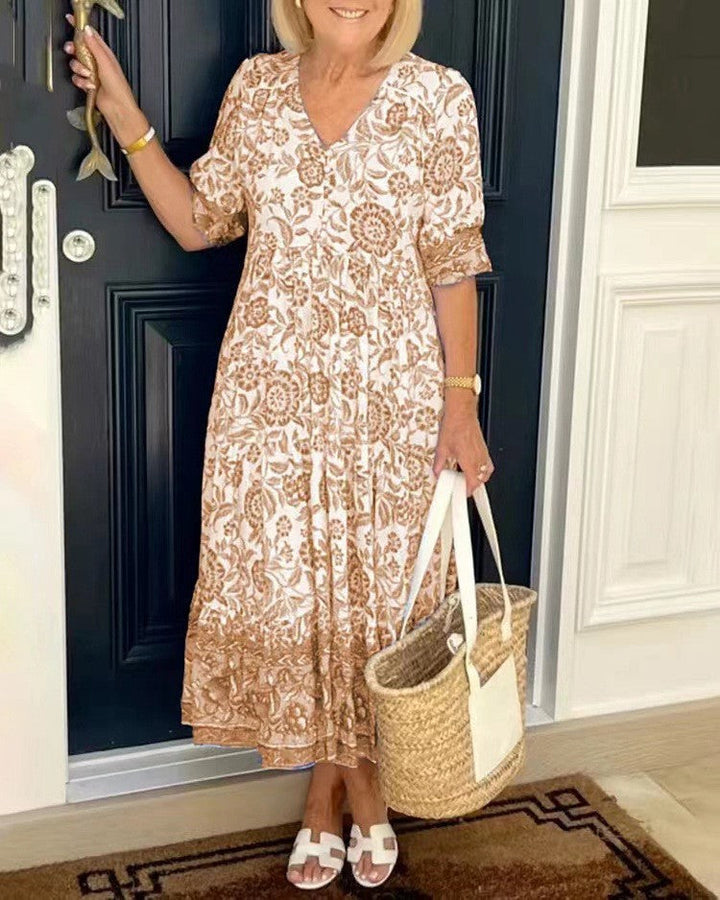 Manoli | Elegante vestido floral con cuello en V
