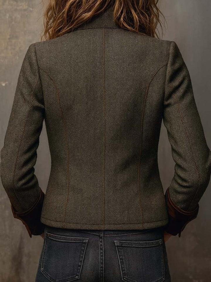 Ainara | Blazer de Mujer de Tweed con Ribete de Terciopelo