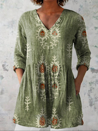 Maeve | Camisa de Cuello en V Larga Vintage