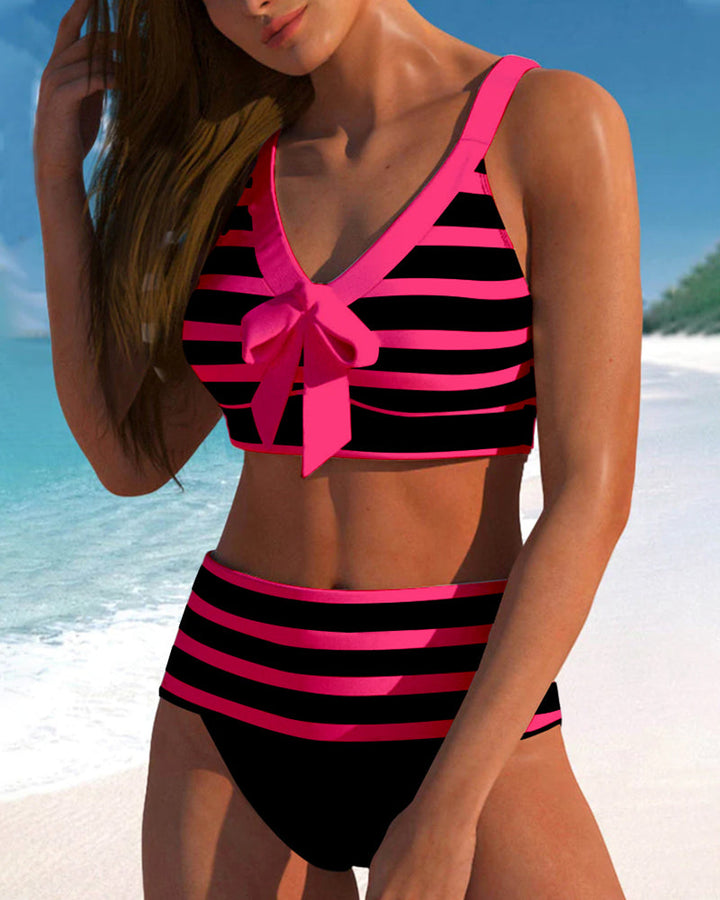 Agripina | Bikini de talle alto a rayas