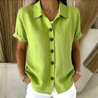 Alba| Blusa casual de color sólido con cuello chal