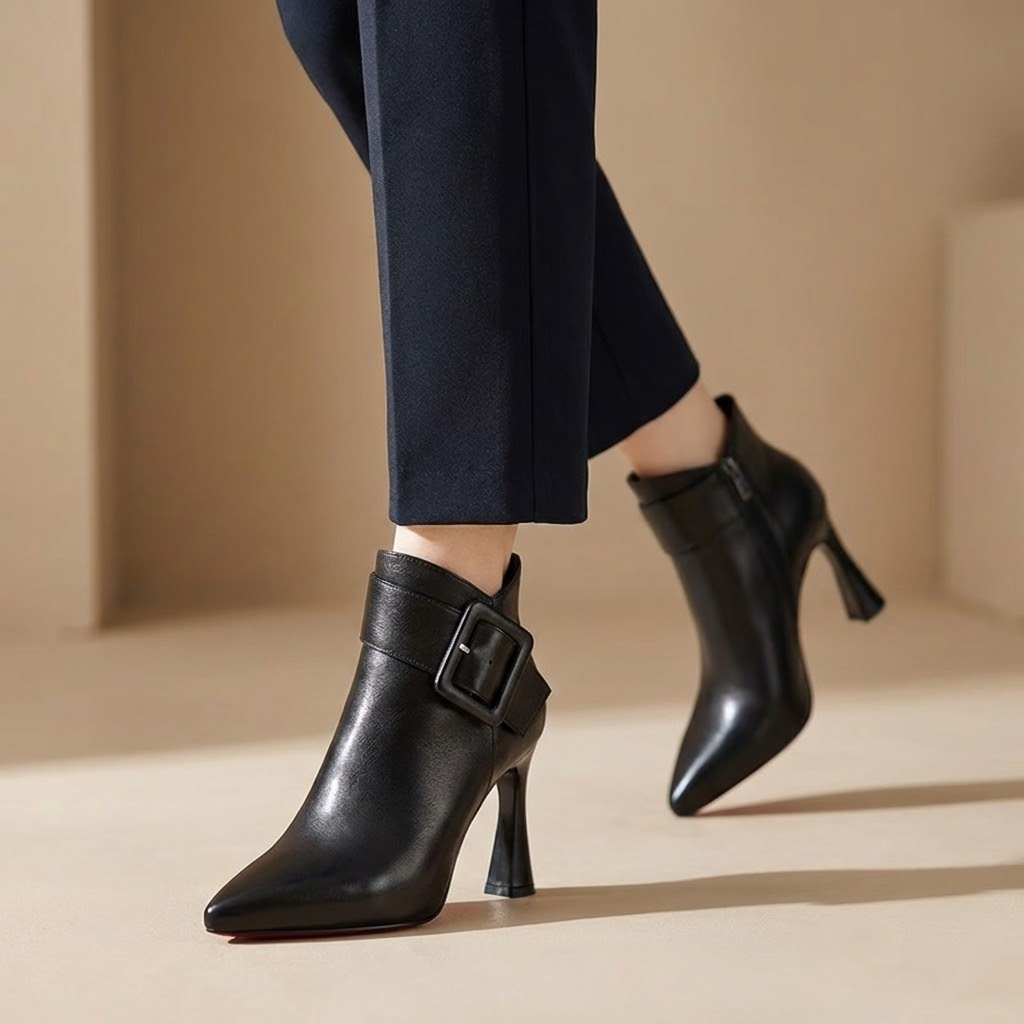 DELACROIX | Botines Signature con Tacón y Hebilla Oversize