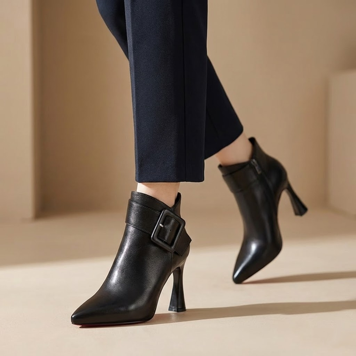 DELACROIX | Botines Signature con Tacón y Hebilla Oversize