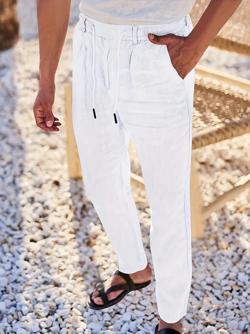 Daniel | Pantalones Largos De Lino Con Cordón