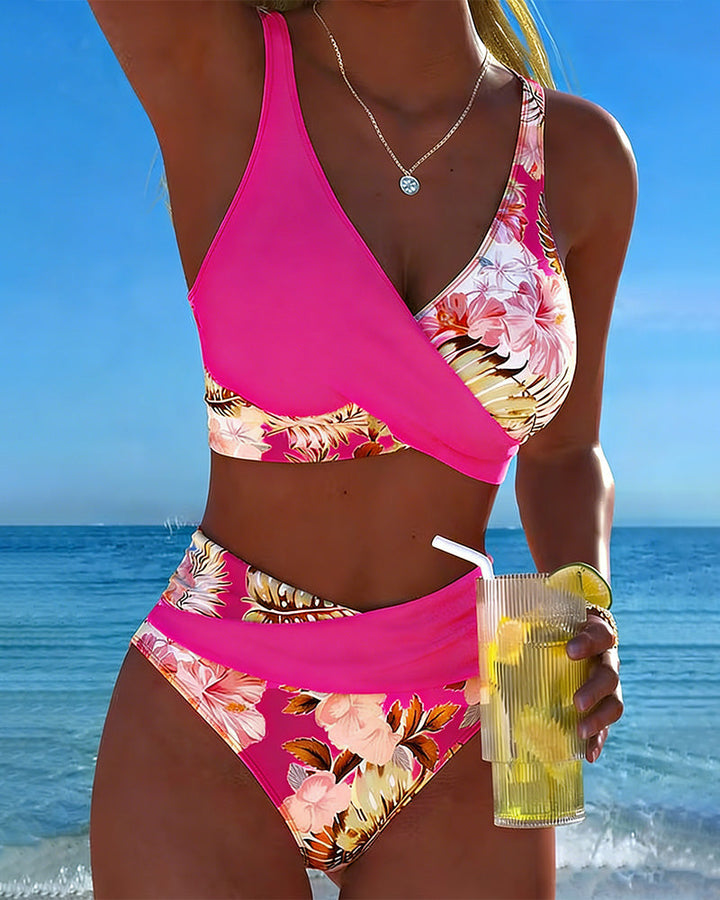 Anabel | Bikini con estampado floral en contraste y abertura