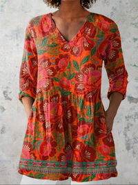 Felicity | Camisa de Cuello en V Larga Vintage
