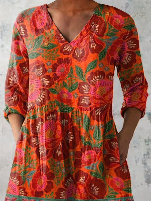 Felicity | Camisa de Cuello en V Larga Vintage
