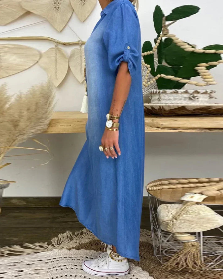 Ibiza | Vestido Maxi de Mezclilla con Detalles Modernos