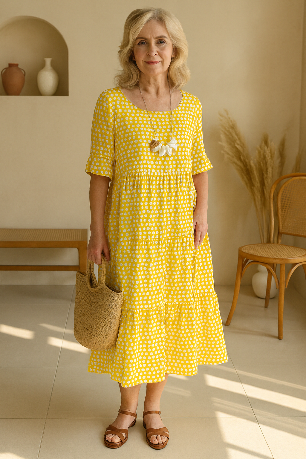 Beatriz | Vestido midi fluido elegante natural