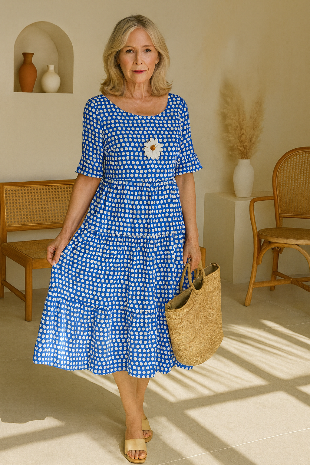 Beatriz | Vestido midi fluido elegante natural