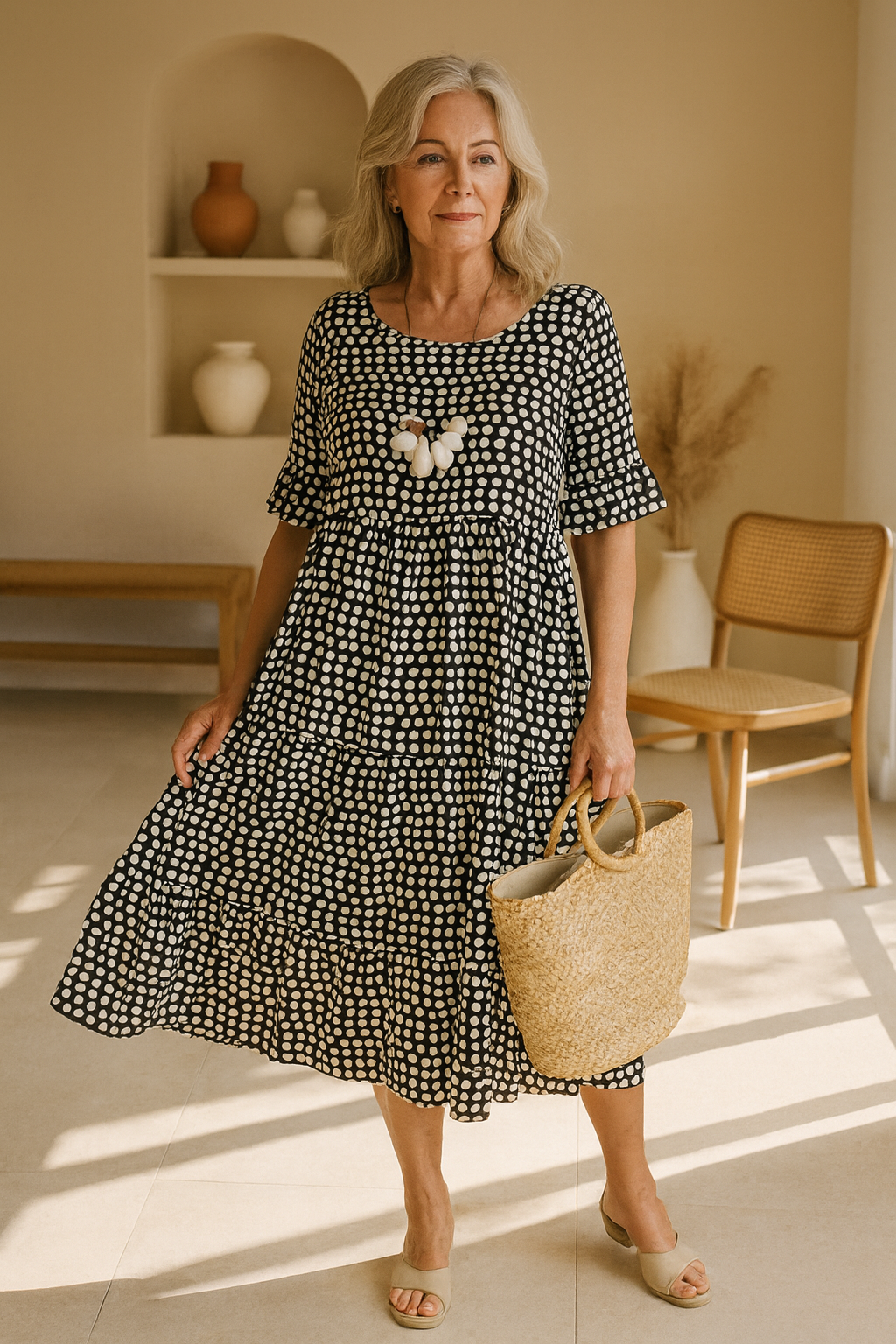 Beatriz | Vestido midi fluido elegante natural