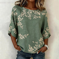 Laura | Blusa vintage con estampado de hojas