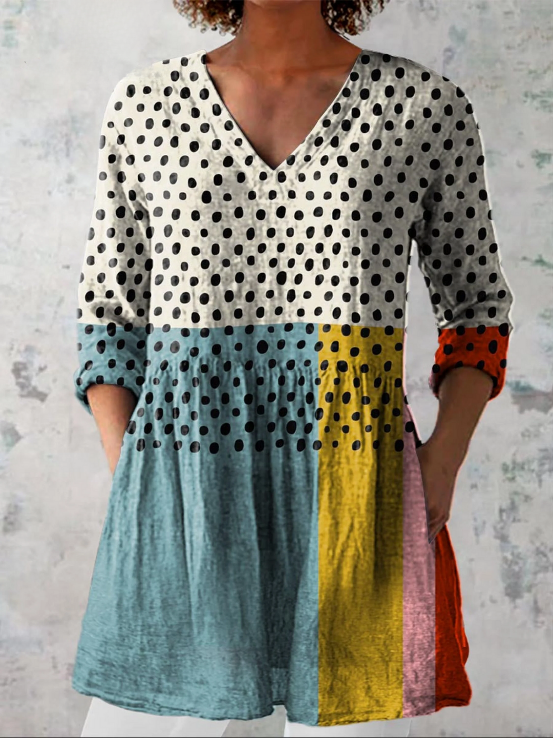 Elowen | Camisa de Cuello V Largo Vintage