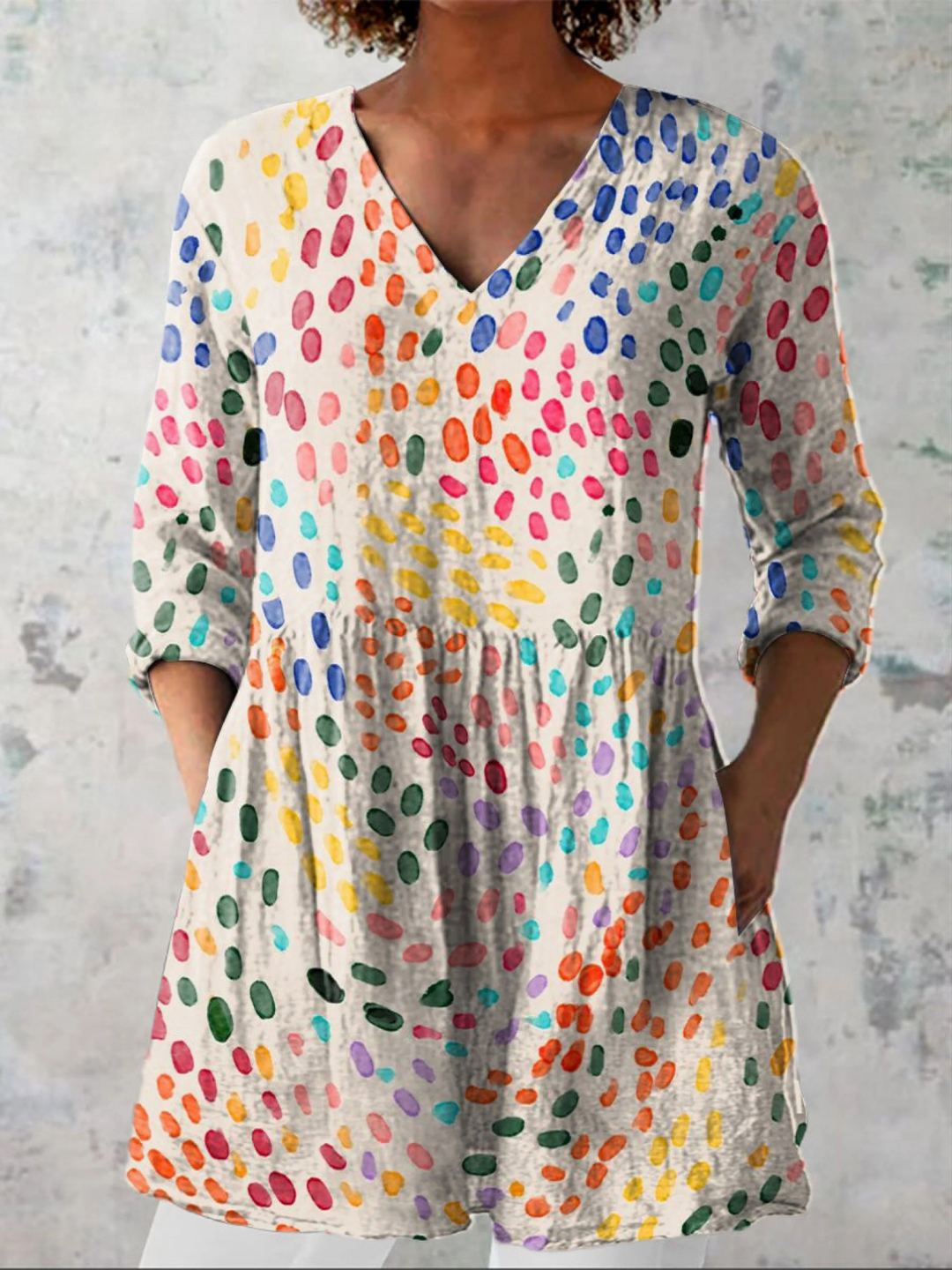Bernadette | Camisa de Cuello V Largo Vintage
