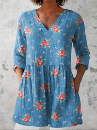 Mabel | Camisa de Cuello V Largo Vintage