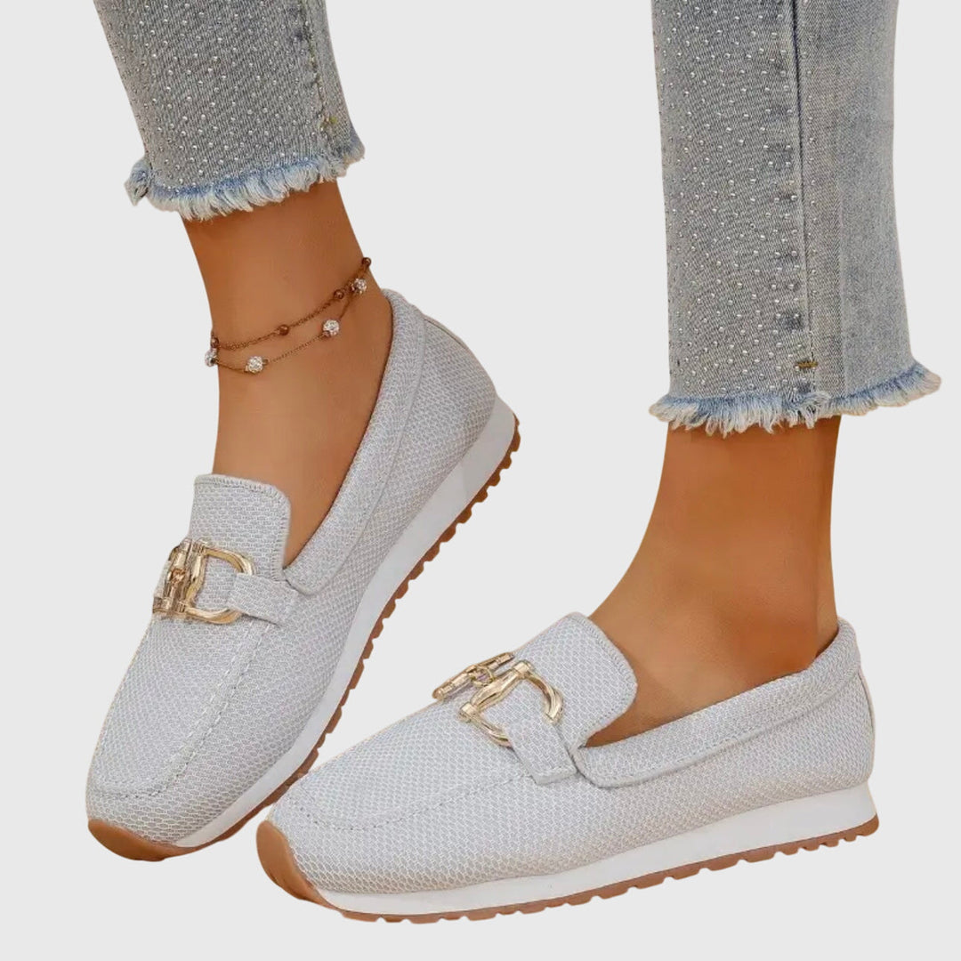 Rocío - Mocasines Ortopédicos de Mujer con Herraje Dorado