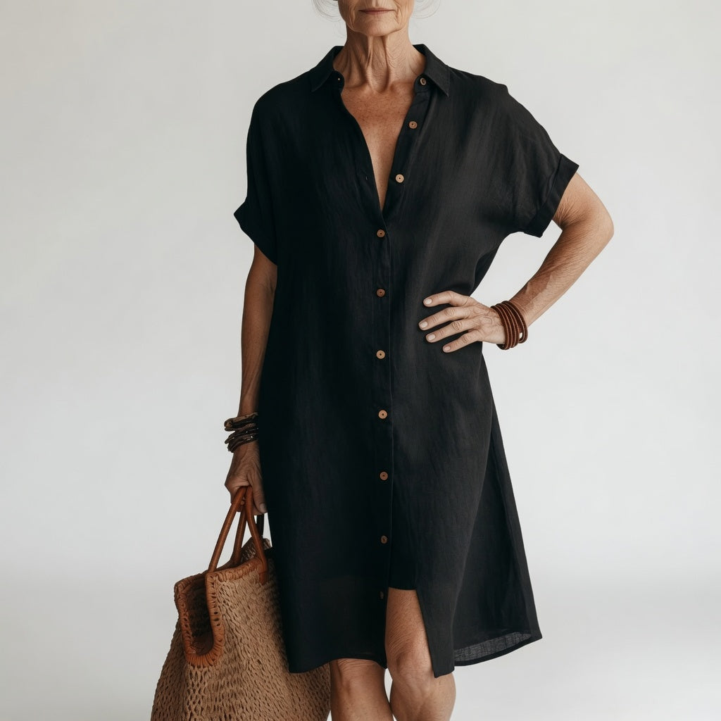 Alba | Vestido camisero midi transpirable elegancia parisina