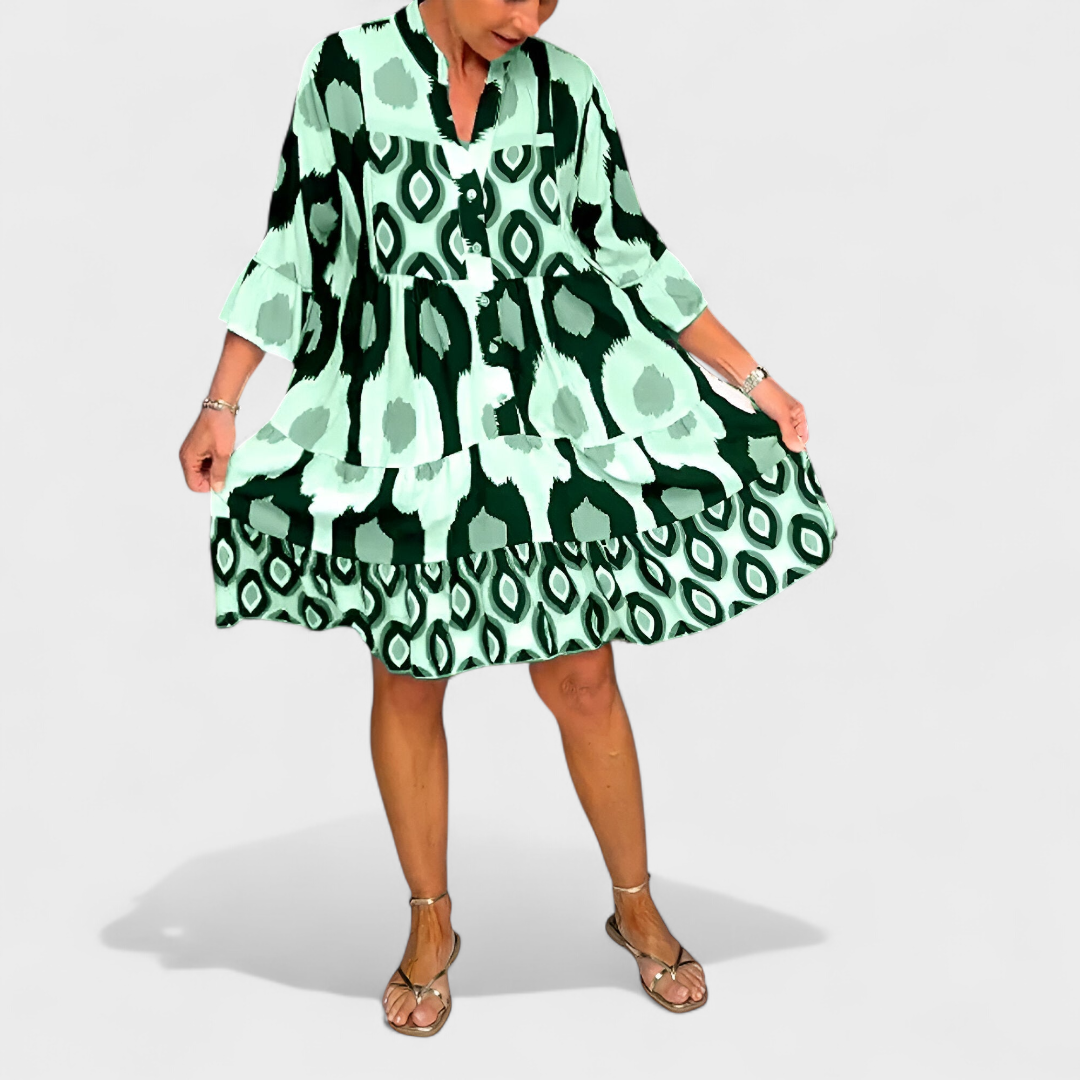 Julia | Vestido Boho con Estampado y Escote en V