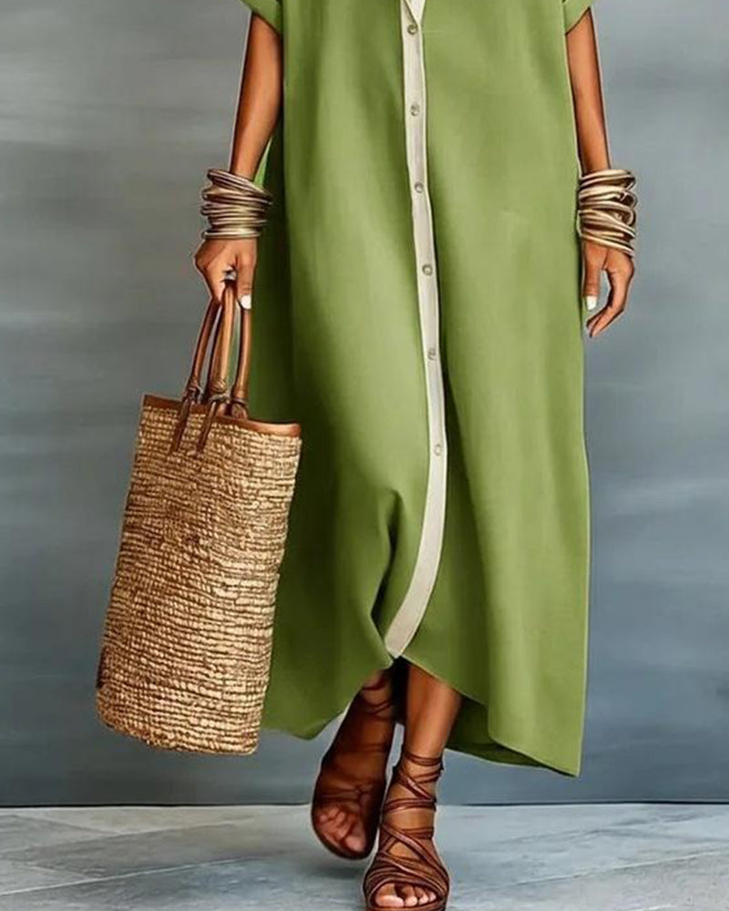Elena | Elegante Vestido Camisa con Cuello Notch