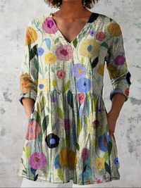 Blaire | Camisa de Cuello en V Larga Vintage