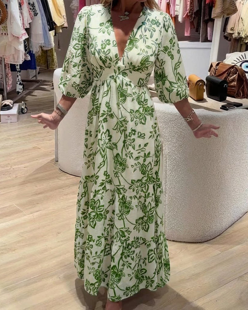 Bianca | Vestido Largo Elegante con Patrón Floral
