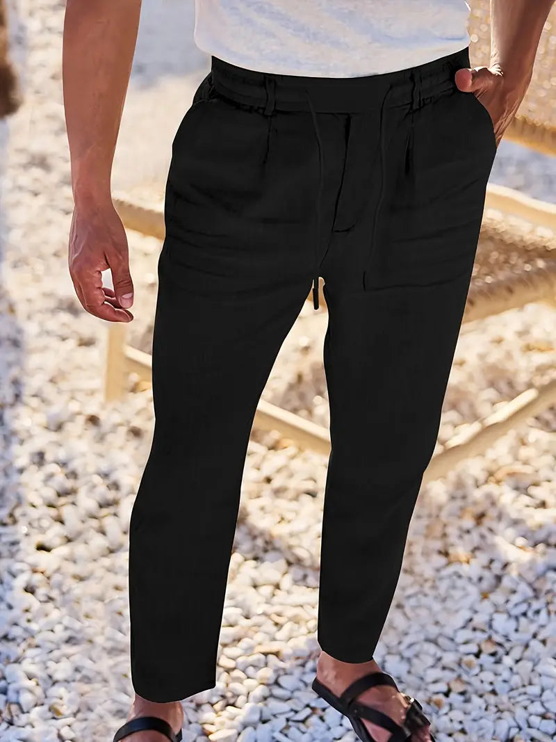 Daniel | Pantalones Largos De Lino Con Cordón