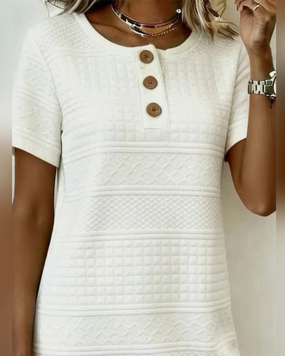Marina | Vestido Recto de Jacquard con Tres Botones