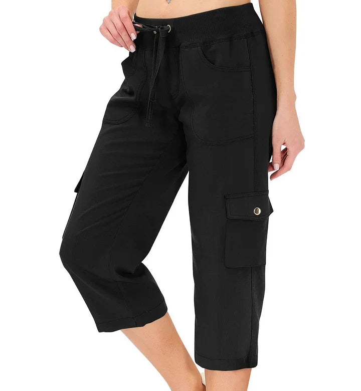Noelia |  Pantalón Capri de Cintura Alta Cómodo con Bolsillos Prácticos