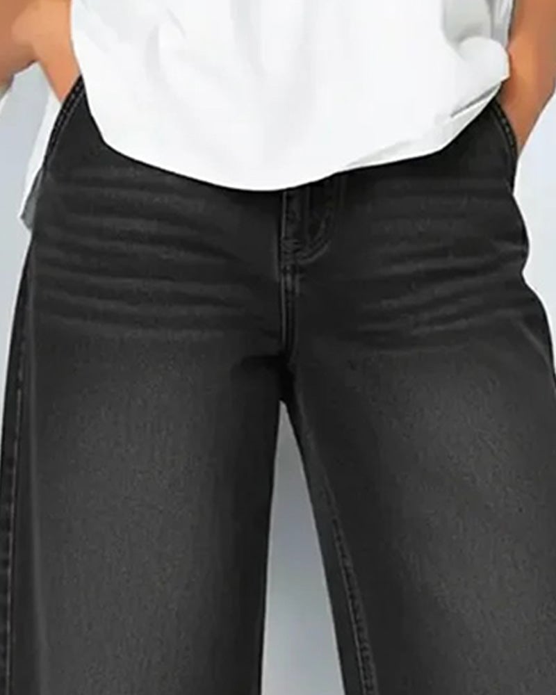 Elena | Jeans Cortos de Pierna Ancha Casual