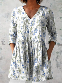 Kara | Camisa de Cuello en V Larga Vintage
