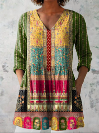 Jacinda | Camisa de Cuello V Largo Vintage