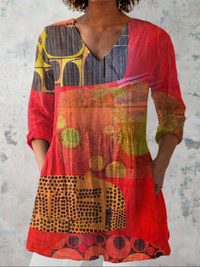 Indira | Camisa de Cuello V Largo Vintage