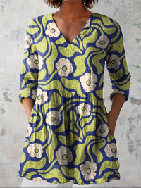 Galina | Camisa de Cuello en V Largo Vintage
