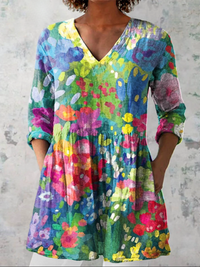 Cali | Camisa de Cuello en V Larga Vintage