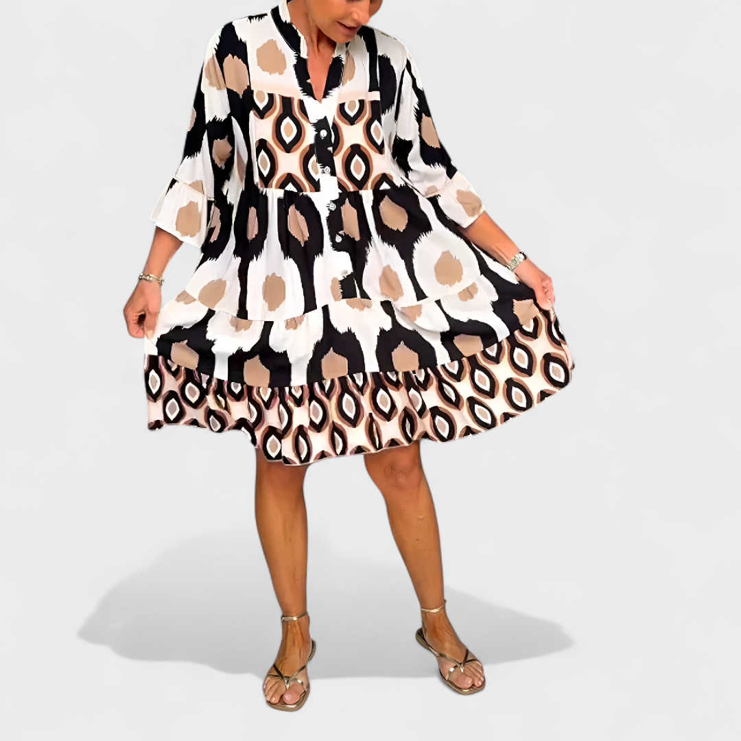 Julia | Vestido Boho con Estampado y Escote en V