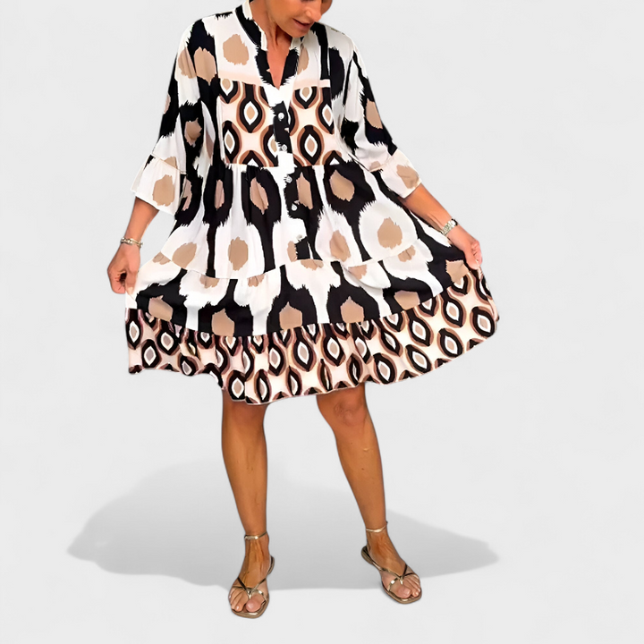 Julia | Vestido Boho con Estampado y Escote en V