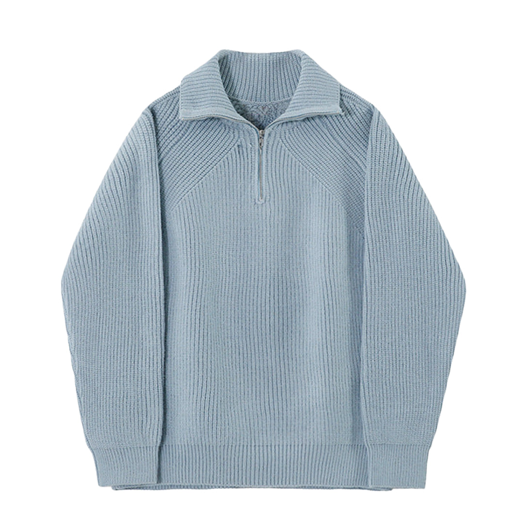 Bruno | Jersey Azul de Hombre con Cremallera Corta
