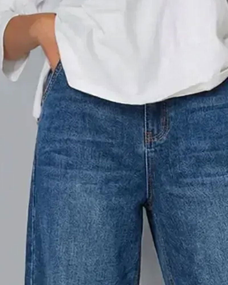 Elena | Jeans Cortos de Pierna Ancha Casual