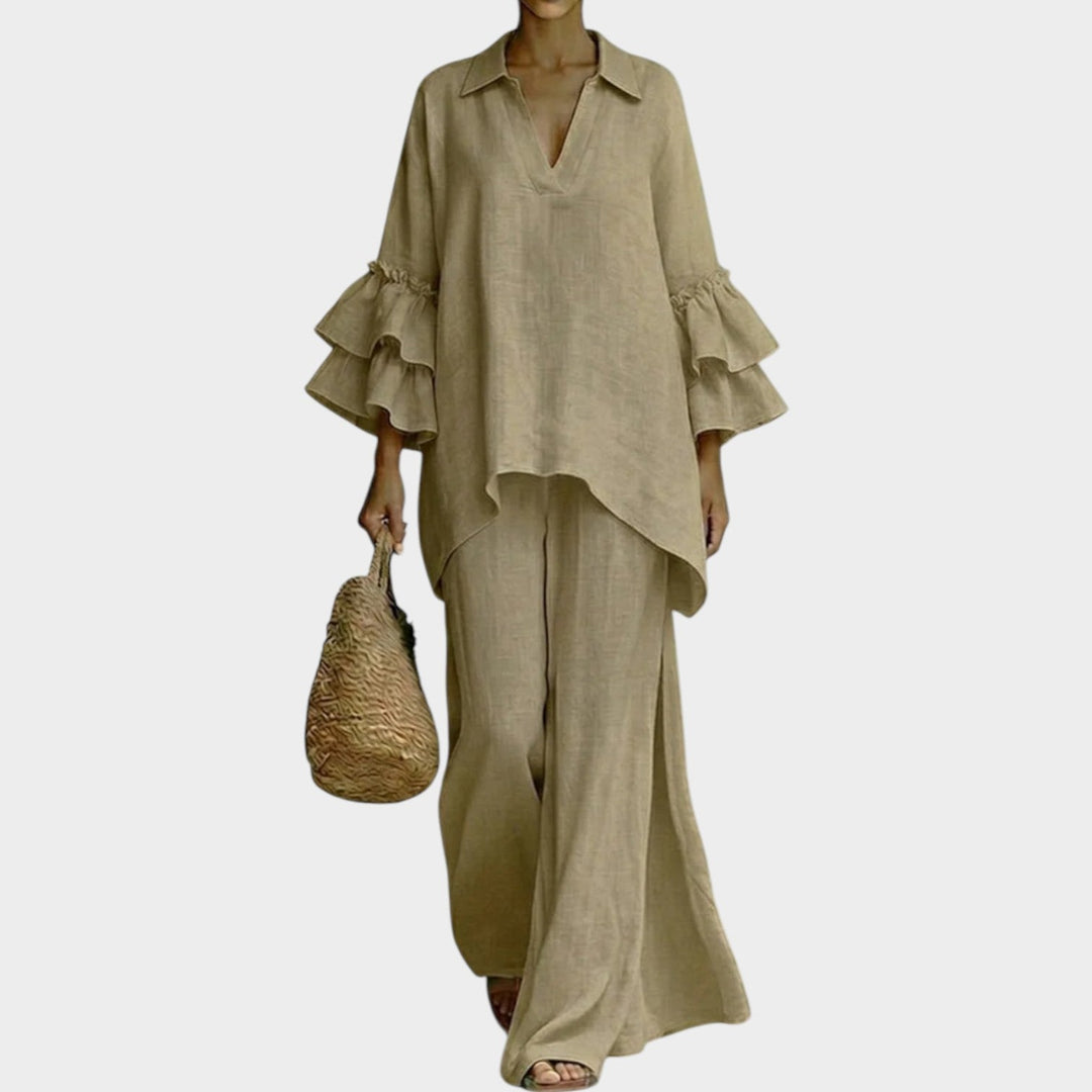 Leire | Conjunto elegante con top y pantalón ancho suelto