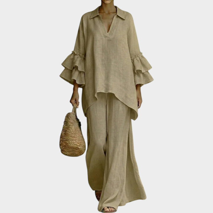 Leire | Conjunto elegante con top y pantalón ancho suelto