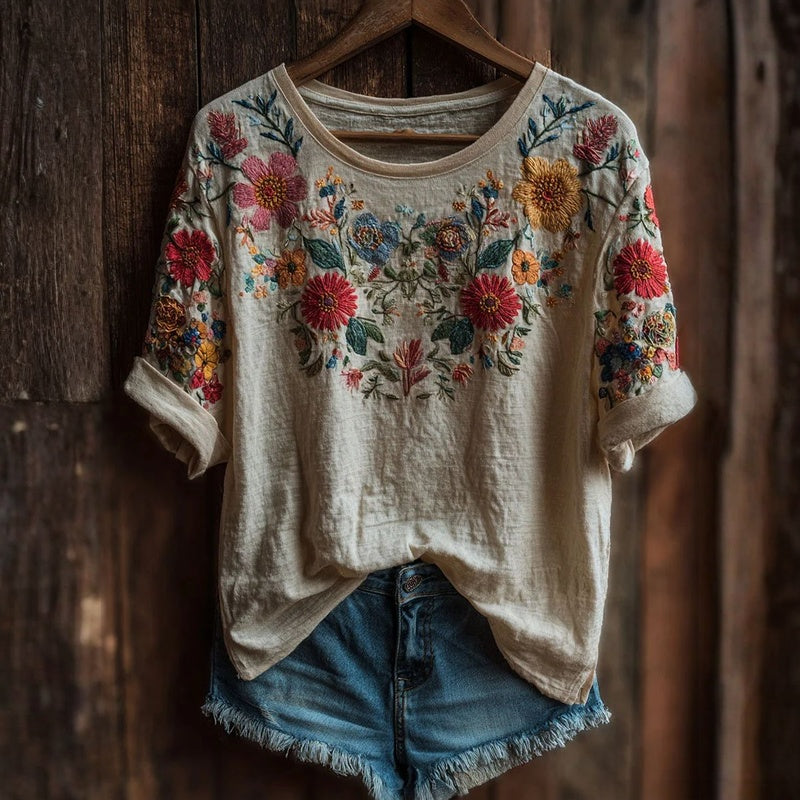 Sara | Camiseta vintage con estampado floral