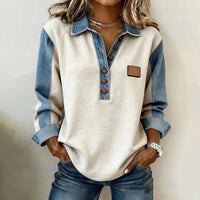 Isabella | Sudadera casual vintage con cuello de solapa