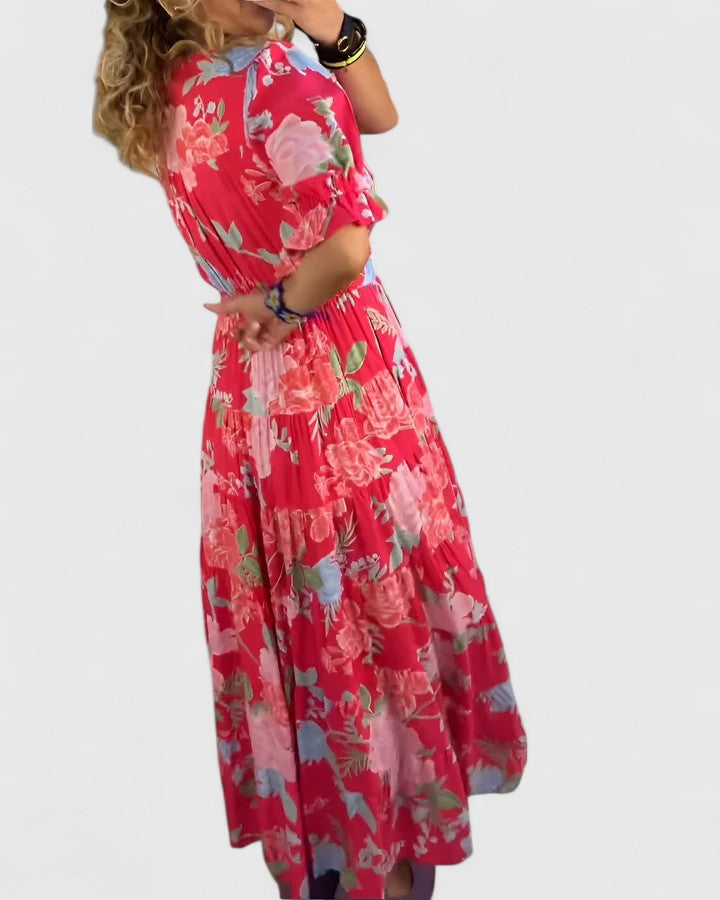 Mónica | Vestido floral con cuello en V