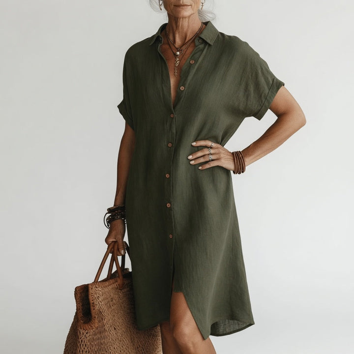 Alba | Vestido camisero midi transpirable elegancia parisina