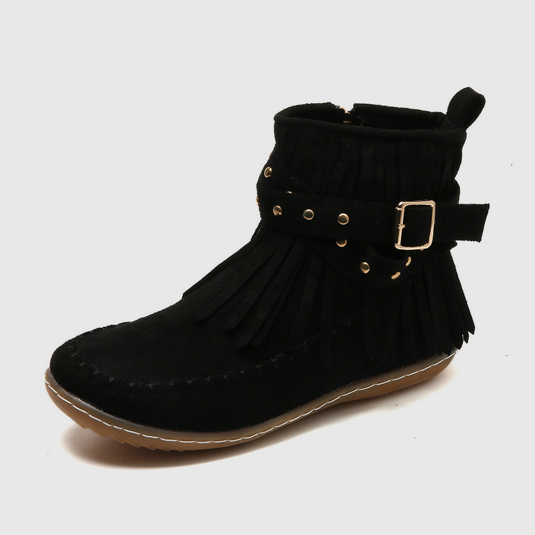 Ismenia | Botines Planos de Mujer con Flecos
