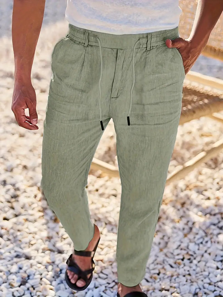 Daniel | Pantalones Largos De Lino Con Cordón