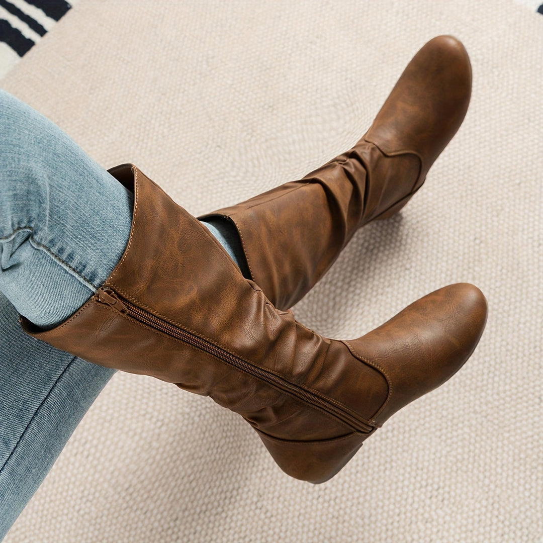 Justina | Botas Altas Planas de Mujer Fruncidas
